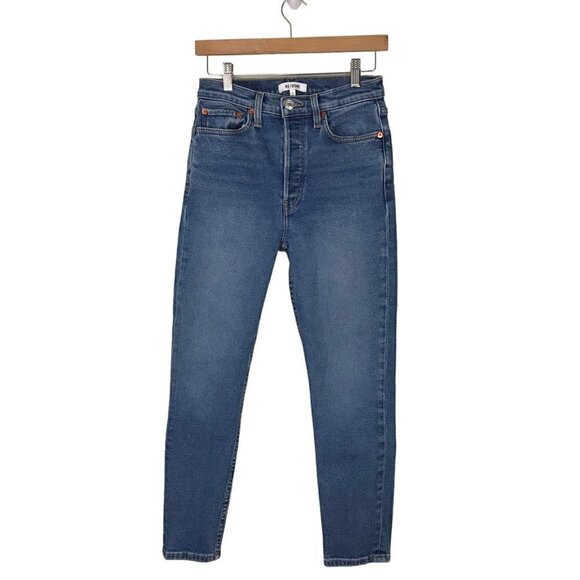 Re/Done High Rise Ankle Crop Button Up 5 Pocket  Jeans Size 27 - Picture 3 of 8